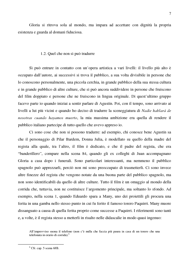 Anteprima della tesi: Nadie hablarà de nosotras cuando hayamos muerto, sceneggiatura originale di Agustìn Dìaz Yanes. L'applicazione della teoria dei polisistemi al lavoro del traduttore e del dialogista nel sottotitolaggio e nel doppiaggio., Pagina 4
