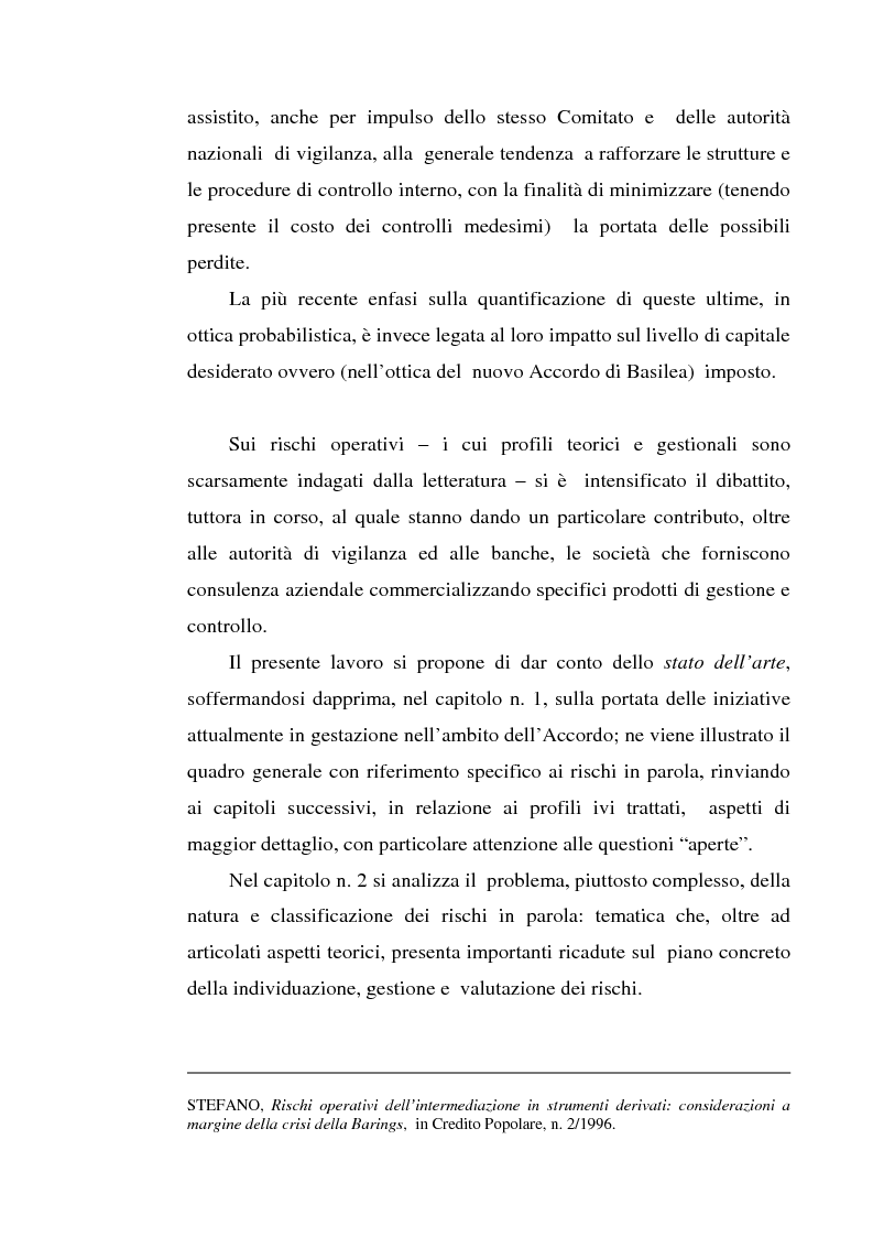 Anteprima della tesi: La gestione dei rischi operativi nelle aziende di credito - Linee evolutive nella prospettiva del ''Nuovo Accordo di Basilea'', Pagina 5