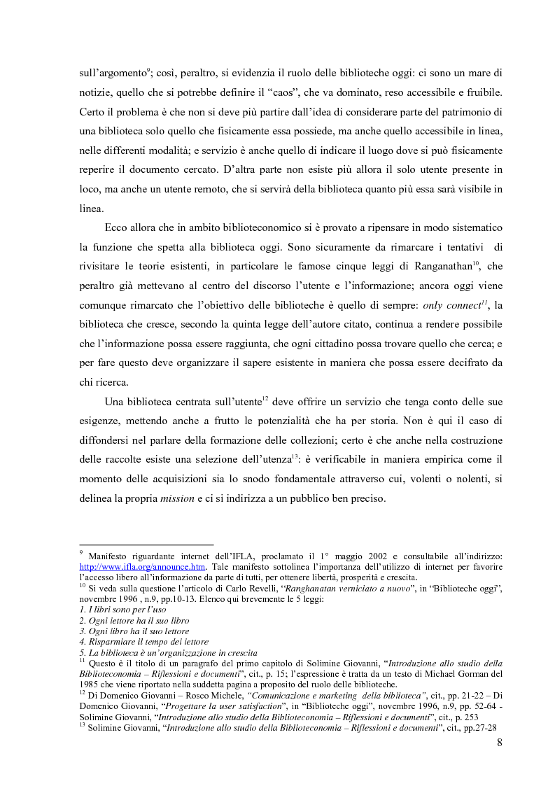 Anteprima della tesi: Materiali biblioteconomici per la nuova biblioteca universitaria di Genova. Avvio di un'indagine, Pagina 5
