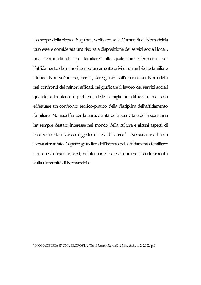 Anteprima della tesi: L'affidamento familiare: l'esperienza della comunità di Nomadelfia, Pagina 4