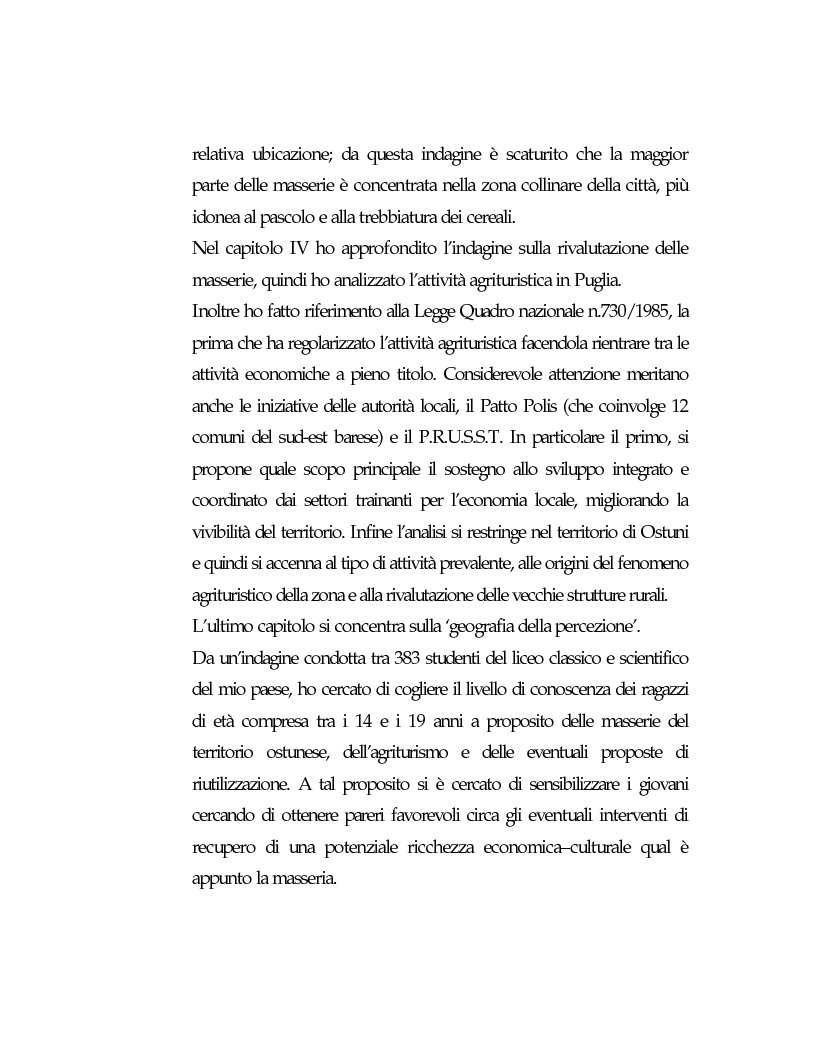Anteprima della tesi: Vecchie strutture e nuove funzioni per uno sviluppo autocentrato: le masserie di Ostuni (Br), Pagina 4