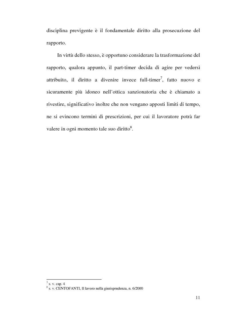 Anteprima della tesi: La disciplina del lavoro a tempo parziale: il d. lgs. n. 61 del 2000, Pagina 10