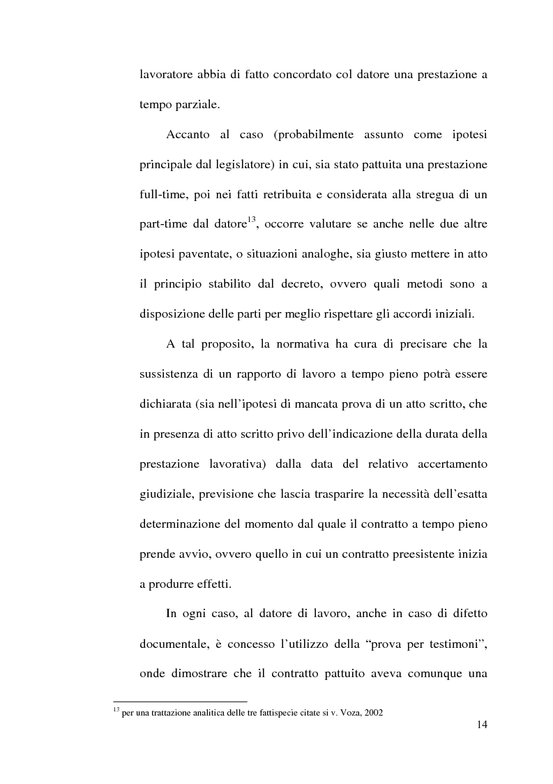 Anteprima della tesi: La disciplina del lavoro a tempo parziale: il d. lgs. n. 61 del 2000, Pagina 13