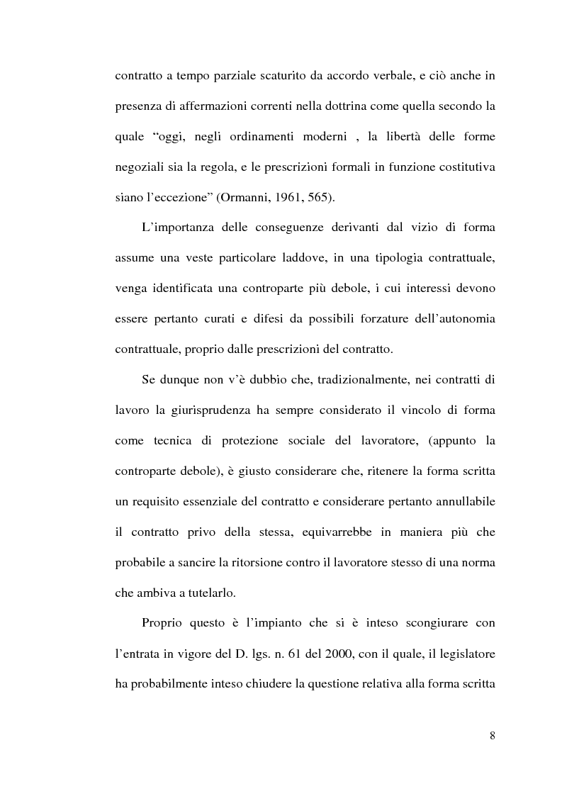 Anteprima della tesi: La disciplina del lavoro a tempo parziale: il d. lgs. n. 61 del 2000, Pagina 7