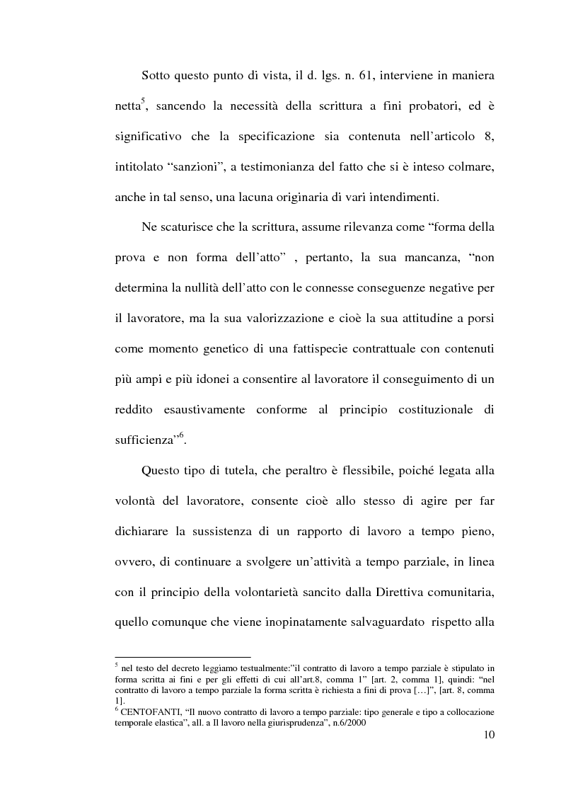 Anteprima della tesi: La disciplina del lavoro a tempo parziale: il d. lgs. n. 61 del 2000, Pagina 9
