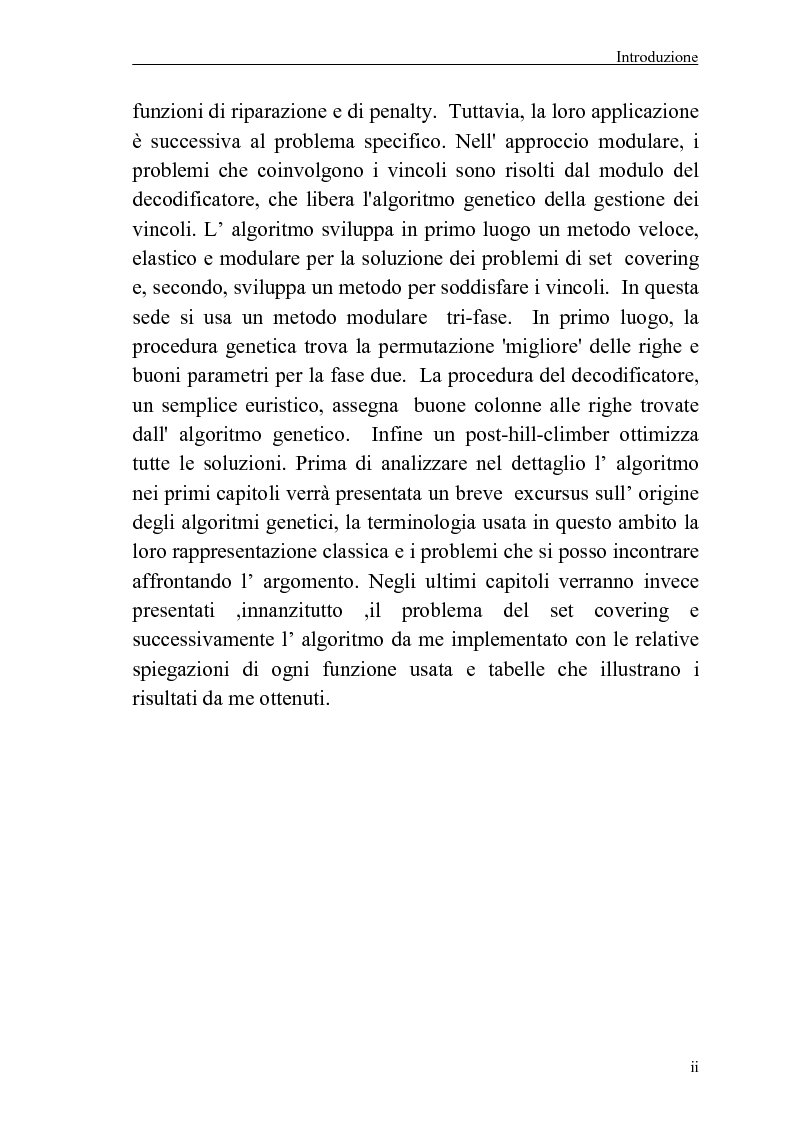 Anteprima della tesi: Algoritmo genetico per il problema del set covering, Pagina 2