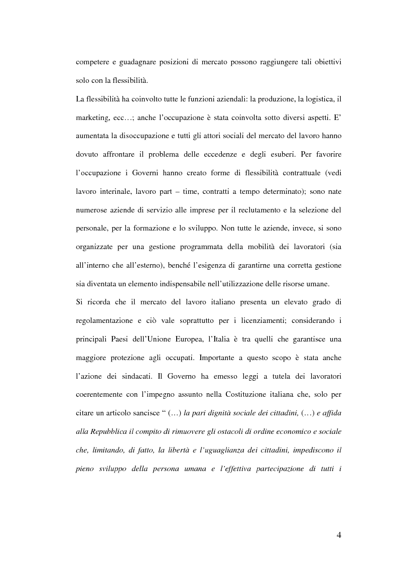 Anteprima della tesi: Riqualificazione professionale e ricollocazione del personale in esubero: outplacement individuale e collettivo, Pagina 4