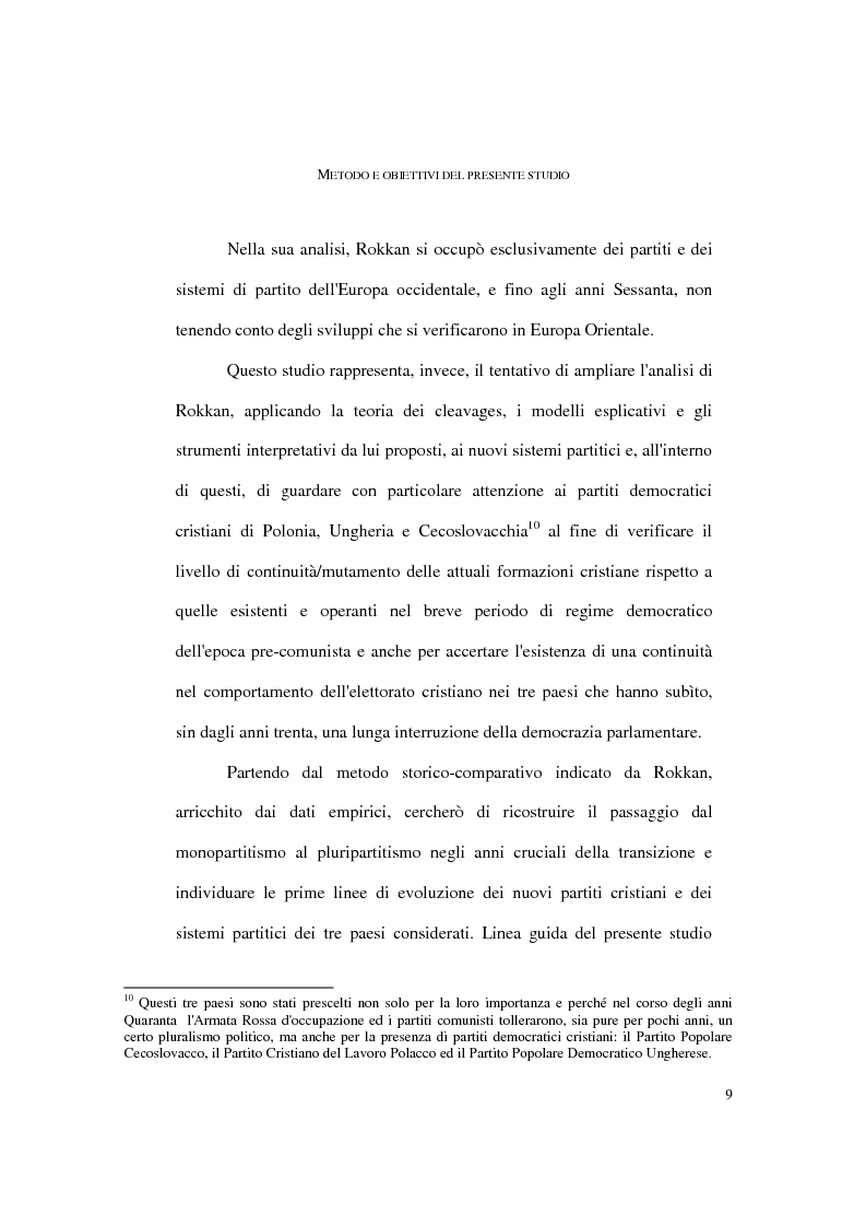 Anteprima della tesi: Continuità e discontinuità dei sistemi partitici e dei partiti cristiani in Polonia, Ungheria e Cecoslovacchia, Pagina 9