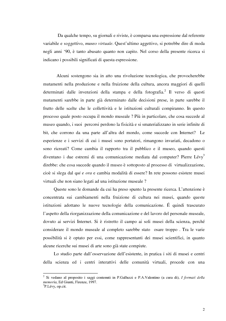 Anteprima della tesi: I musei della scienza e l'ambiente Internet, Pagina 2