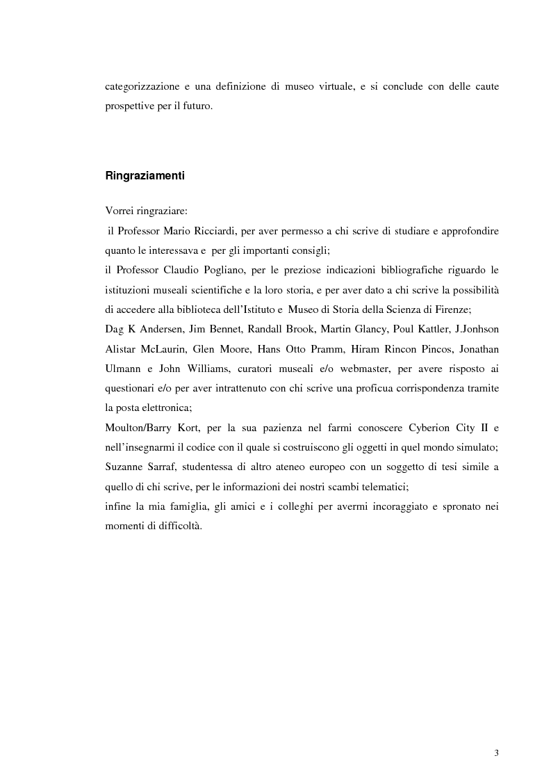 Anteprima della tesi: I musei della scienza e l'ambiente Internet, Pagina 3