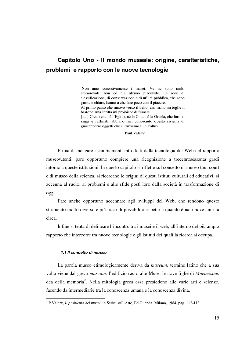 Anteprima della tesi: I musei della scienza e l'ambiente Internet, Pagina 4
