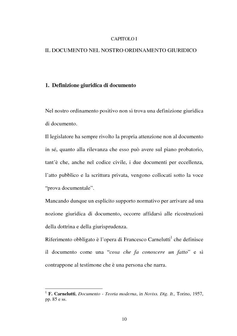 Anteprima della tesi: Dal documento cartaceo al documento informatico, Pagina 8