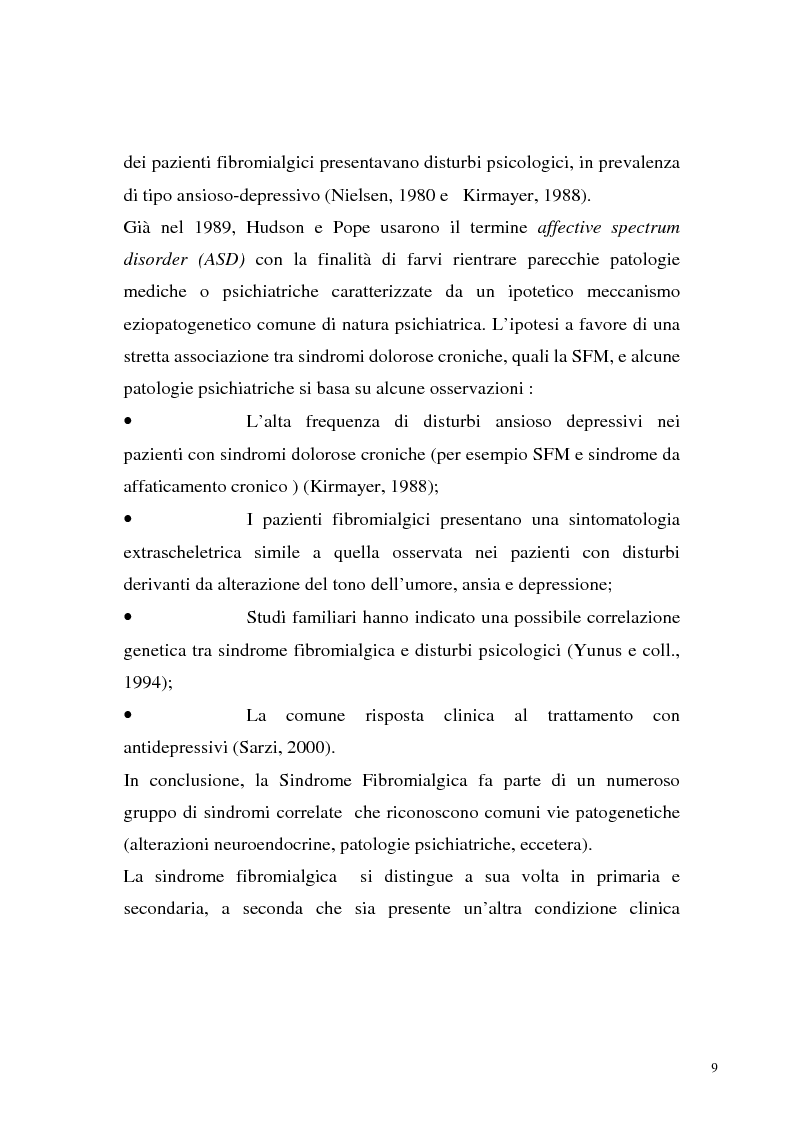 Anteprima della tesi: La sindrome fibromialgica come sindrome reattiva da disadattamento agli stressors ambientali, Pagina 6