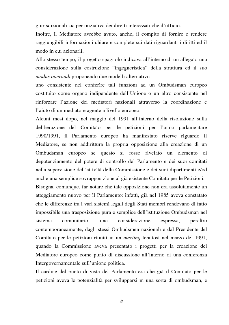 Anteprima della tesi: Il Mediatore europeo, Pagina 8