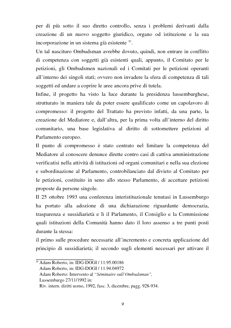 Anteprima della tesi: Il Mediatore europeo, Pagina 9