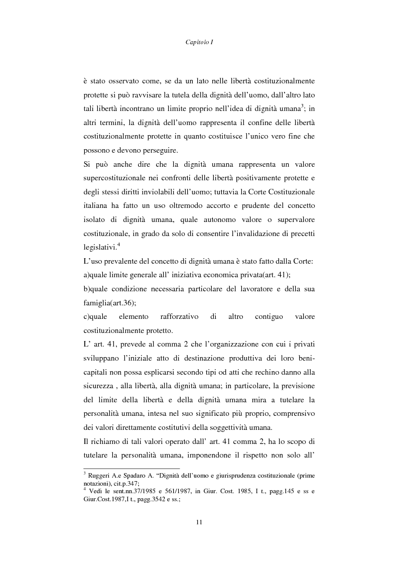 Anteprima della tesi: Rapporto di lavoro e lesione della dignità umana, Pagina 11