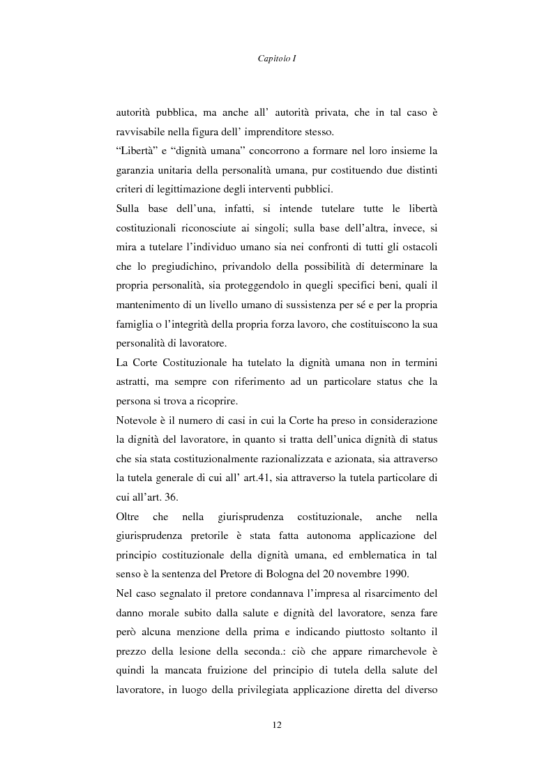 Anteprima della tesi: Rapporto di lavoro e lesione della dignità umana, Pagina 12