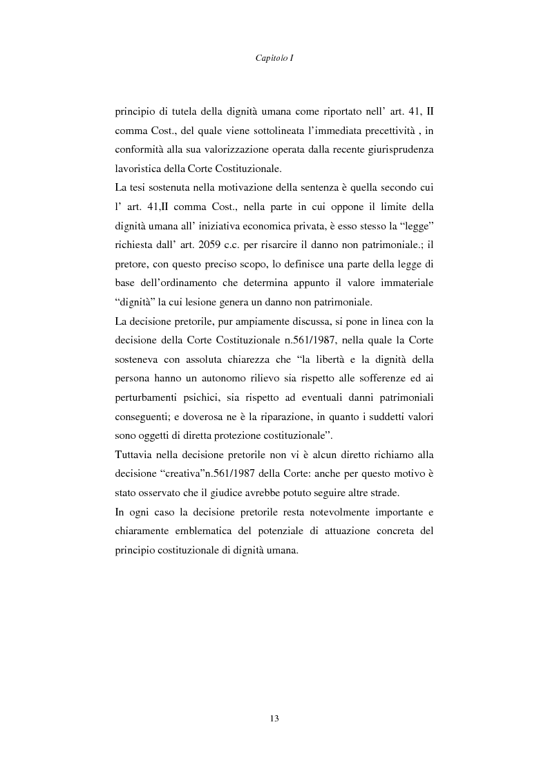 Anteprima della tesi: Rapporto di lavoro e lesione della dignità umana, Pagina 13