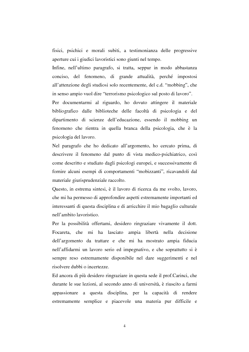 Anteprima della tesi: Rapporto di lavoro e lesione della dignità umana, Pagina 4
