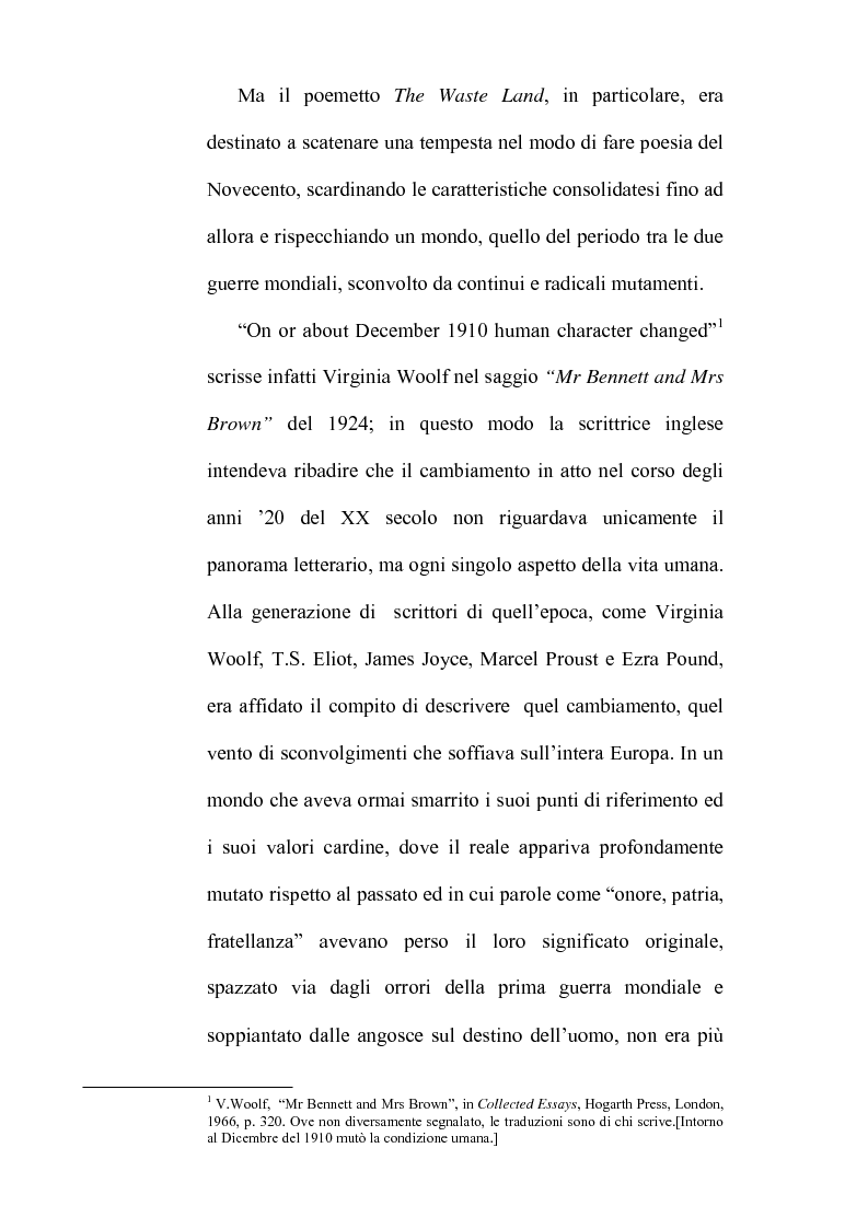 Anteprima della tesi: Percorsi ipertestuali in ''The Waste Land'': la ''forma spaziale'' nella poesia, Pagina 9