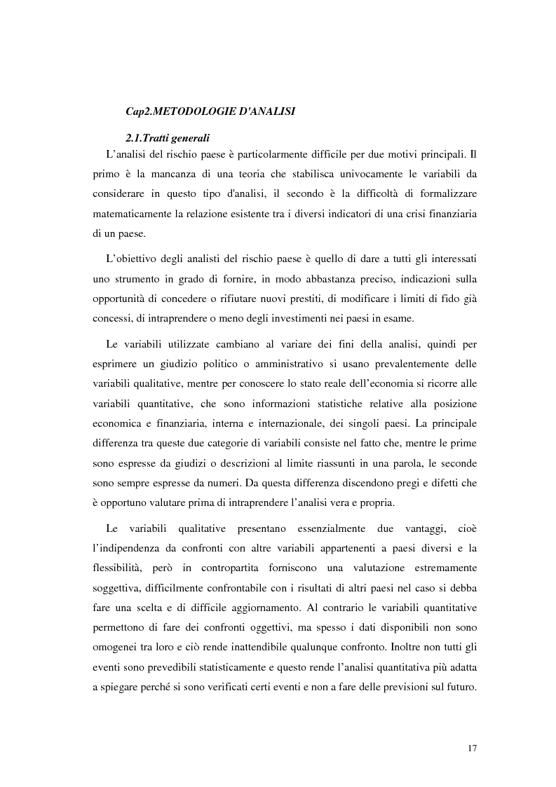 Anteprima della tesi: L'analisi del rischio paese. Una applicazione delle reti neurali., Pagina 14