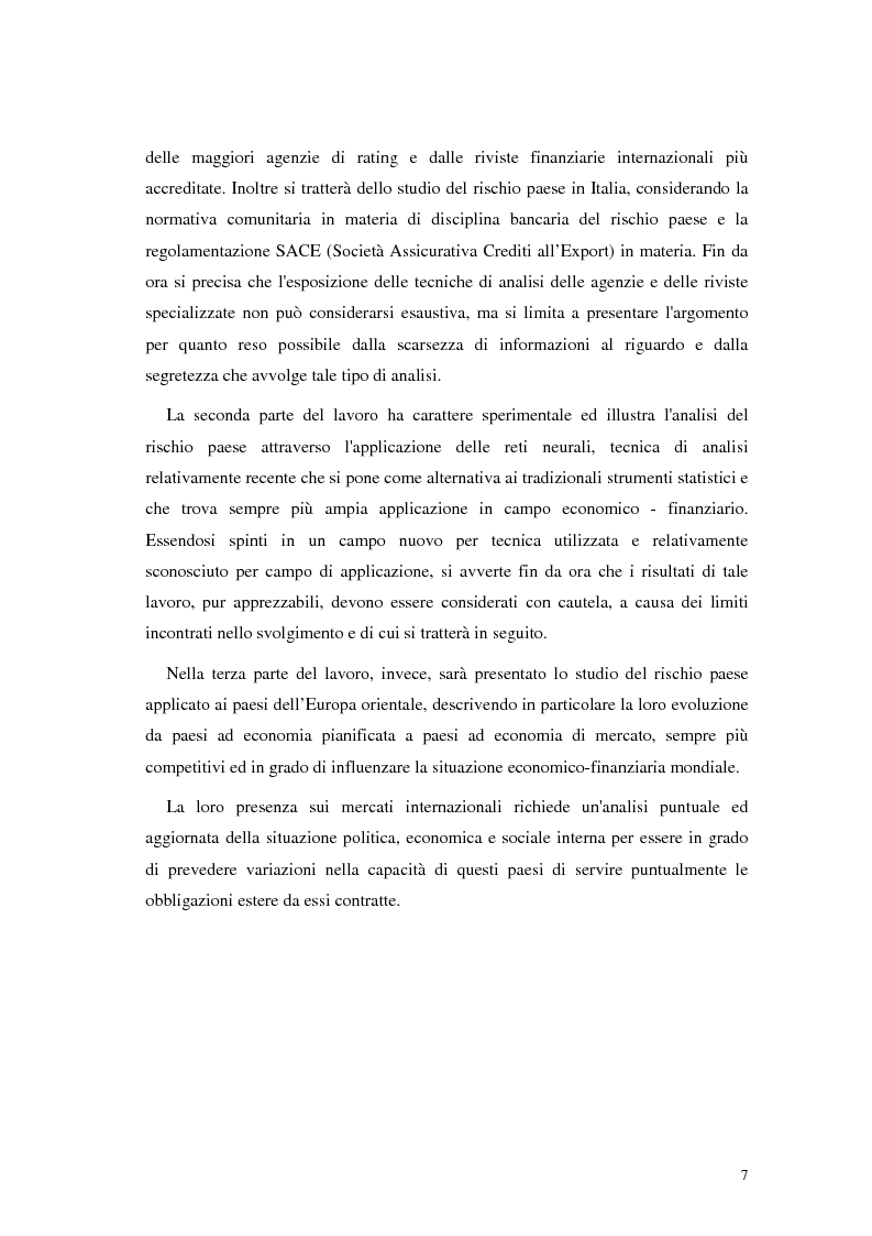 Anteprima della tesi: L'analisi del rischio paese. Una applicazione delle reti neurali., Pagina 4