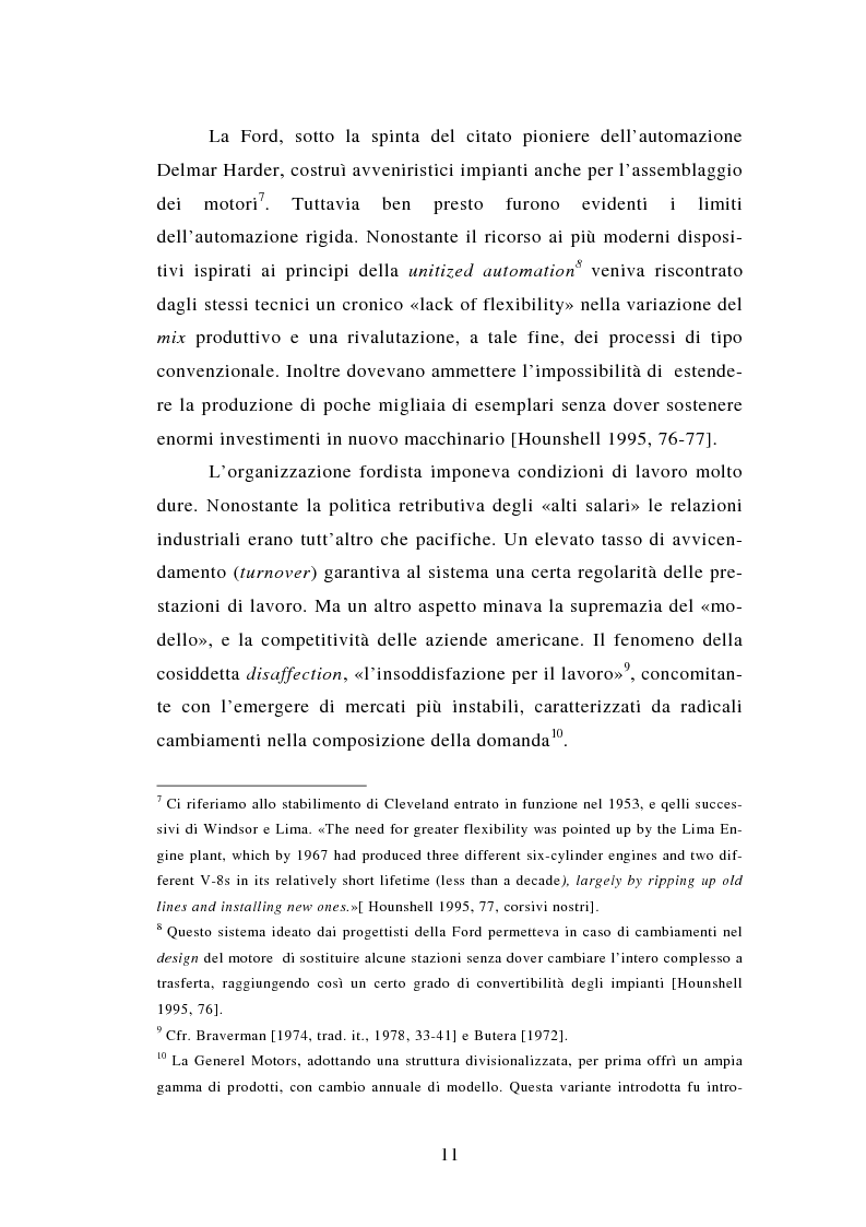 Anteprima della tesi: Evoluzione tecnologica e organizzazione del lavoro alla Fiat Auto tra apogeo e crisi del fordismo (1971-1985), Pagina 11
