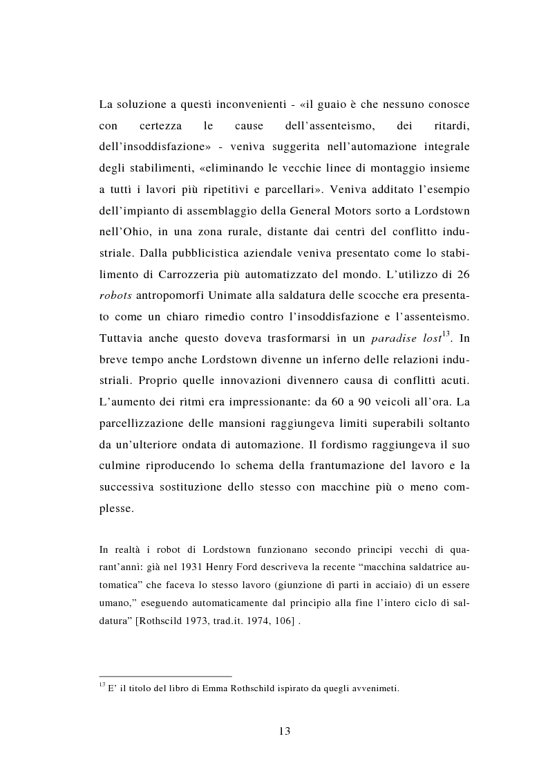 Anteprima della tesi: Evoluzione tecnologica e organizzazione del lavoro alla Fiat Auto tra apogeo e crisi del fordismo (1971-1985), Pagina 13