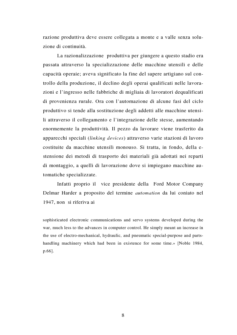 Anteprima della tesi: Evoluzione tecnologica e organizzazione del lavoro alla Fiat Auto tra apogeo e crisi del fordismo (1971-1985), Pagina 8