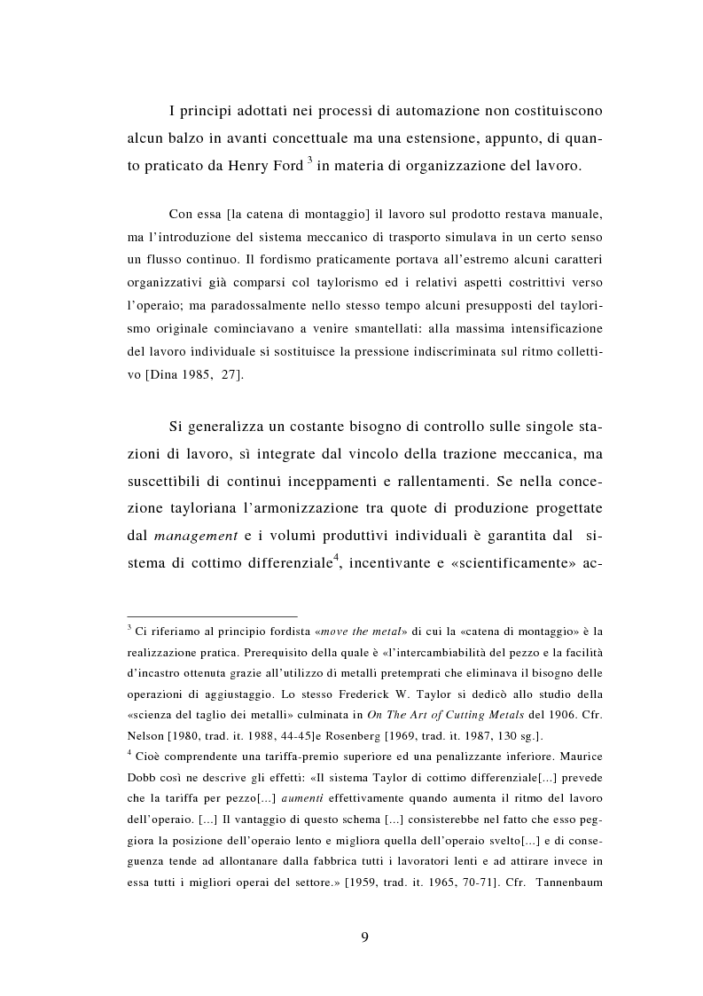 Anteprima della tesi: Evoluzione tecnologica e organizzazione del lavoro alla Fiat Auto tra apogeo e crisi del fordismo (1971-1985), Pagina 9