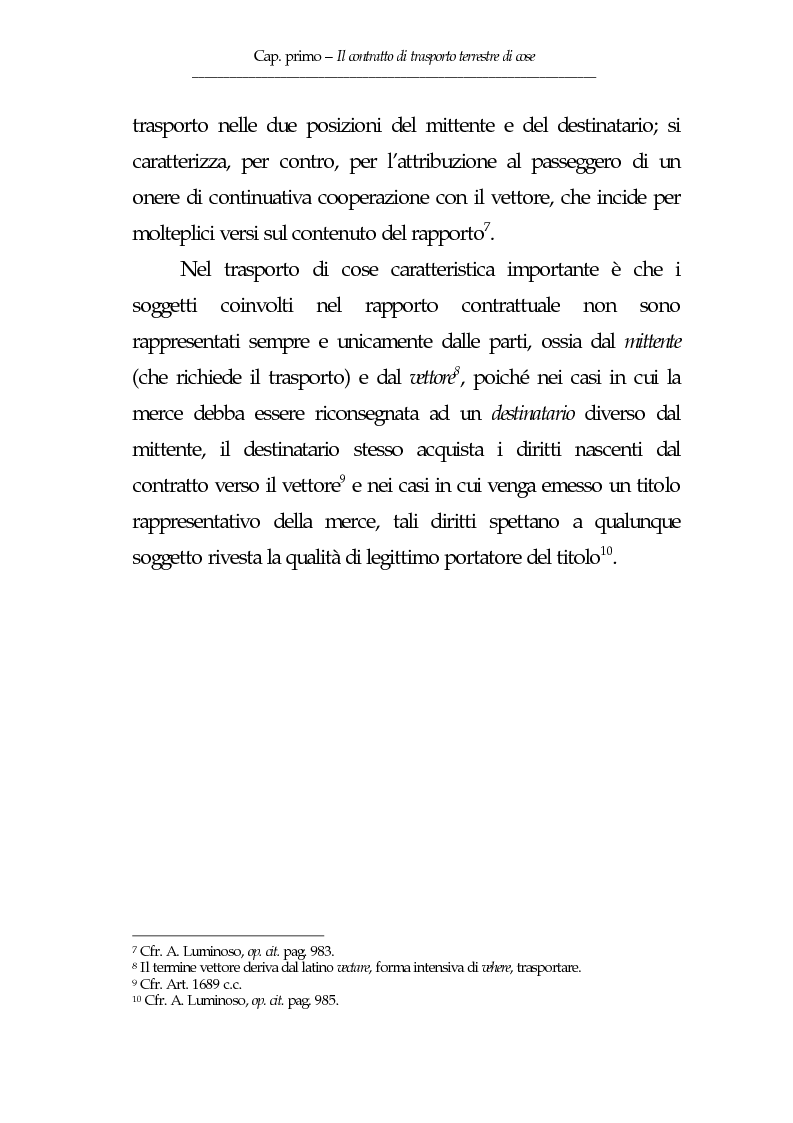 Anteprima della tesi: Gli eventi esonerativi della responsabilità del vettore terrestre di cose, Pagina 11