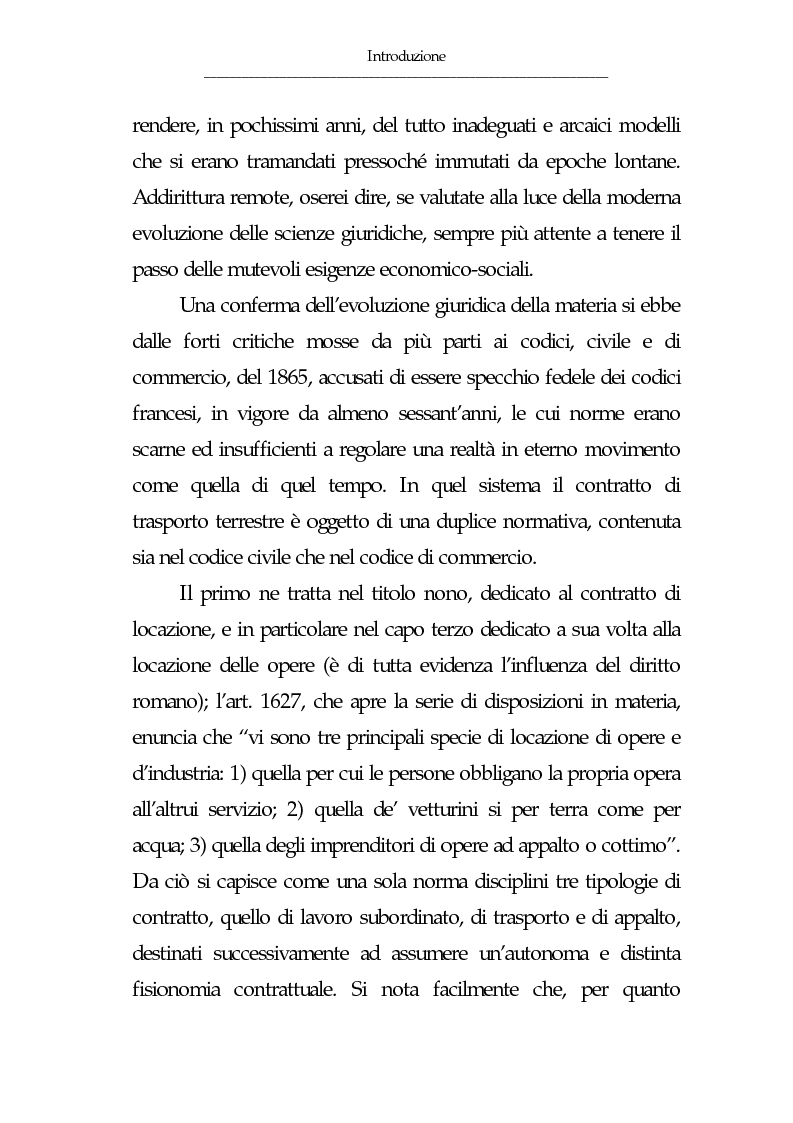 Anteprima della tesi: Gli eventi esonerativi della responsabilità del vettore terrestre di cose, Pagina 3