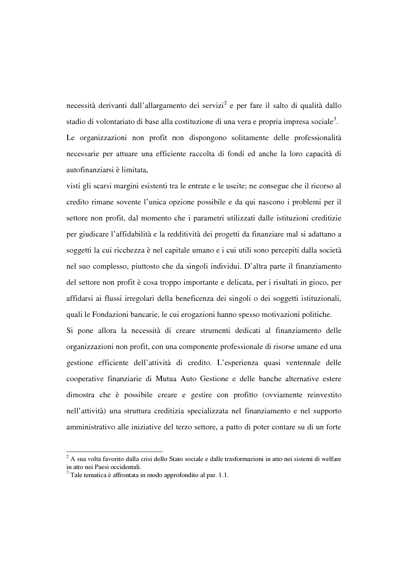 Anteprima della tesi: Il finanziamento del settore non profit: la prospettiva della banca etica, Pagina 3