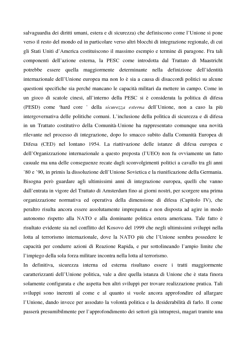 Anteprima della tesi: Sicurezza 'interna ed esterna' nello sviluppo dell'Unione Politica Europea, Pagina 3