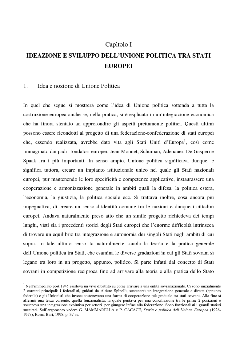 Anteprima della tesi: Sicurezza 'interna ed esterna' nello sviluppo dell'Unione Politica Europea, Pagina 5