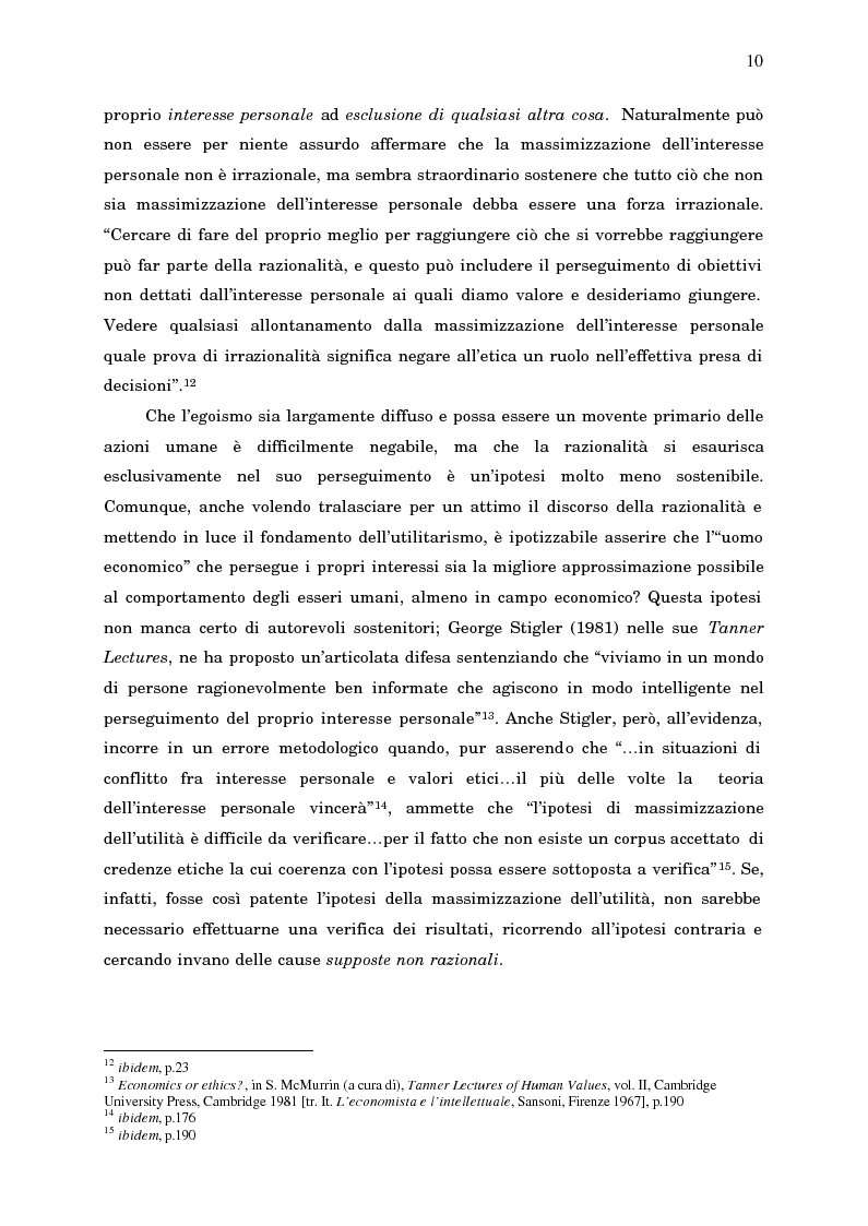 Anteprima della tesi: Economia, etica e finanza - Riflessioni su una conciliazione all'alba del III millennio, Pagina 15