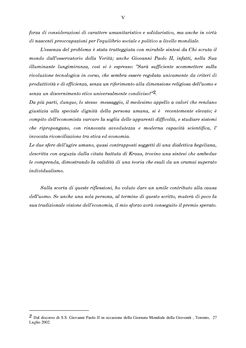 Anteprima della tesi: Economia, etica e finanza - Riflessioni su una conciliazione all'alba del III millennio, Pagina 5
