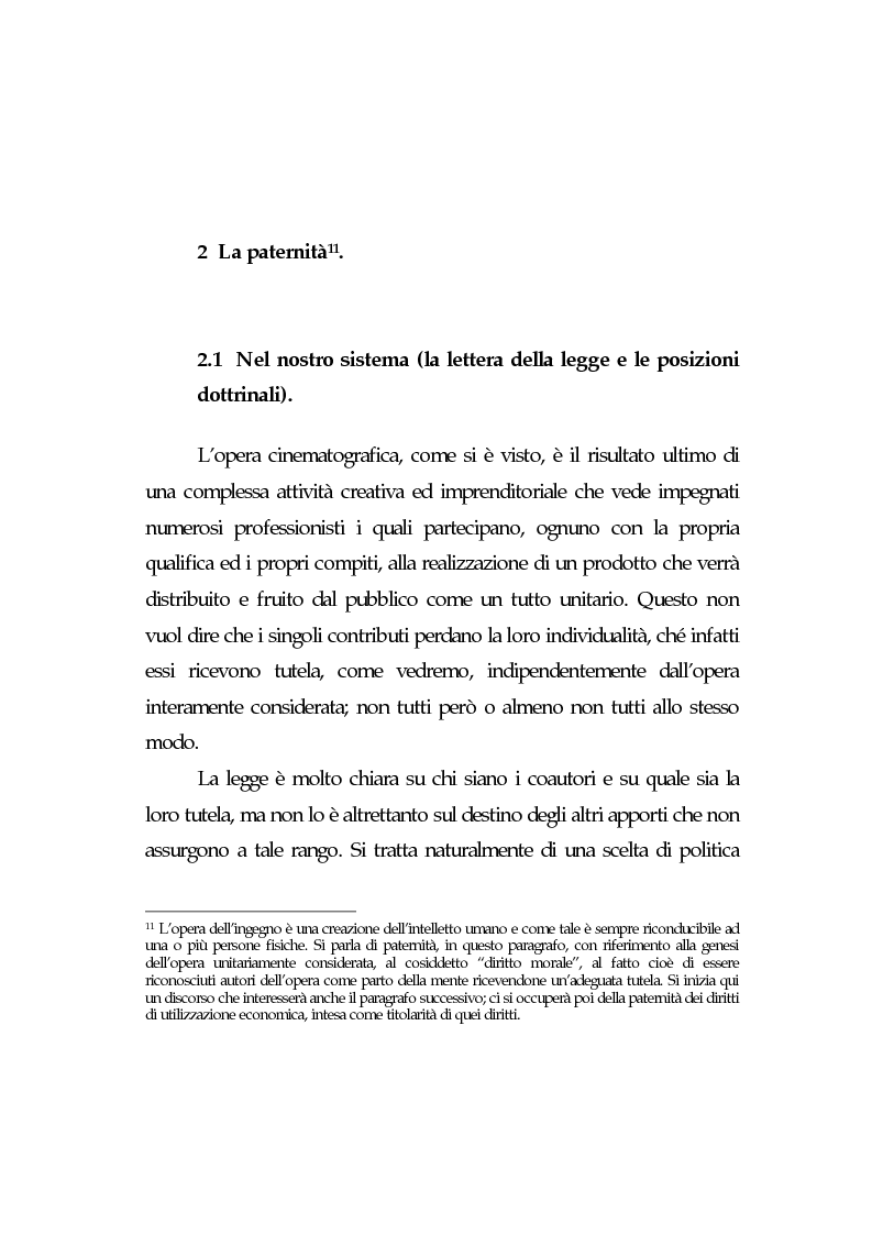 Anteprima della tesi: L'opera cinematografica: in particolare del produttore cinematografico, Pagina 10