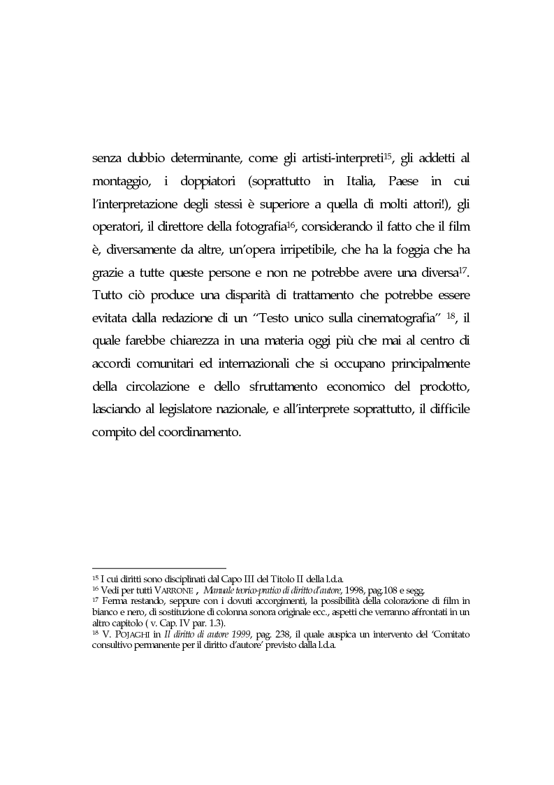 Anteprima della tesi: L'opera cinematografica: in particolare del produttore cinematografico, Pagina 12