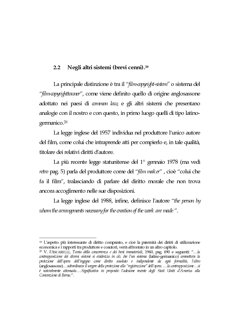 Anteprima della tesi: L'opera cinematografica: in particolare del produttore cinematografico, Pagina 13