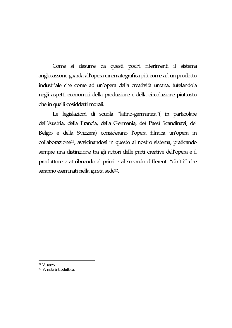 Anteprima della tesi: L'opera cinematografica: in particolare del produttore cinematografico, Pagina 14