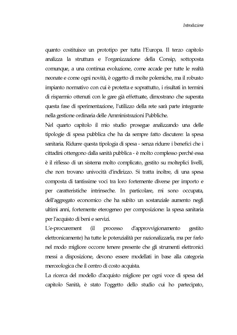 Anteprima della tesi: E-procurement per beni e servizi nella pubblica amministrazione: un'analisi di fattibilità nel settore sanitario, Pagina 3