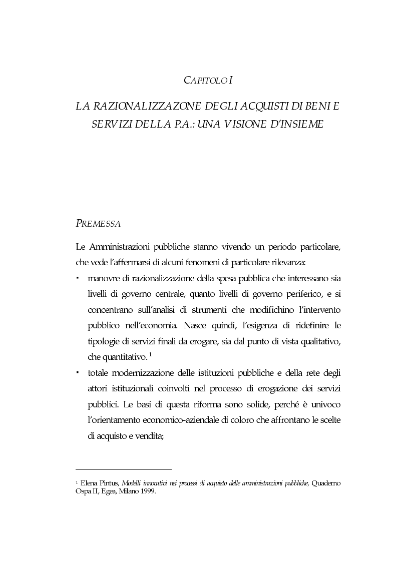 Anteprima della tesi: E-procurement per beni e servizi nella pubblica amministrazione: un'analisi di fattibilità nel settore sanitario, Pagina 5