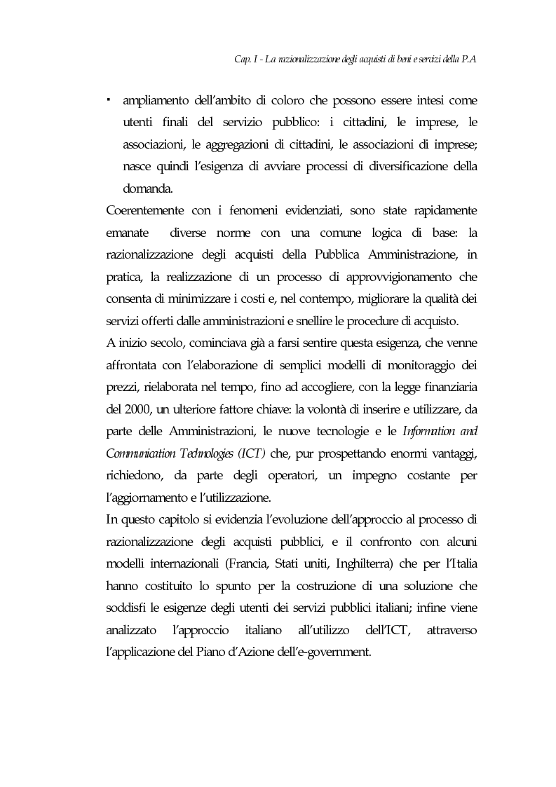 Anteprima della tesi: E-procurement per beni e servizi nella pubblica amministrazione: un'analisi di fattibilità nel settore sanitario, Pagina 6