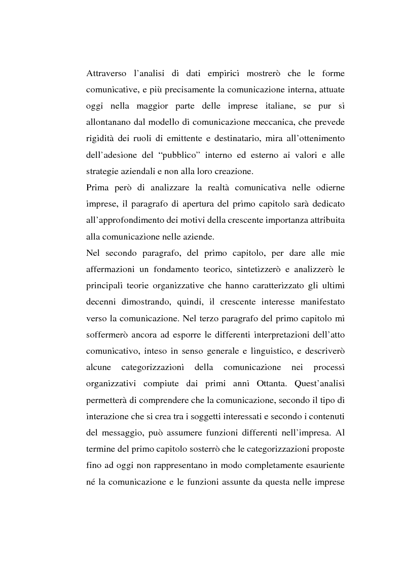 Anteprima della tesi: La comunicazione organizzativa: teorie e condizioni di realizzazione nelle imprese italiane, Pagina 3