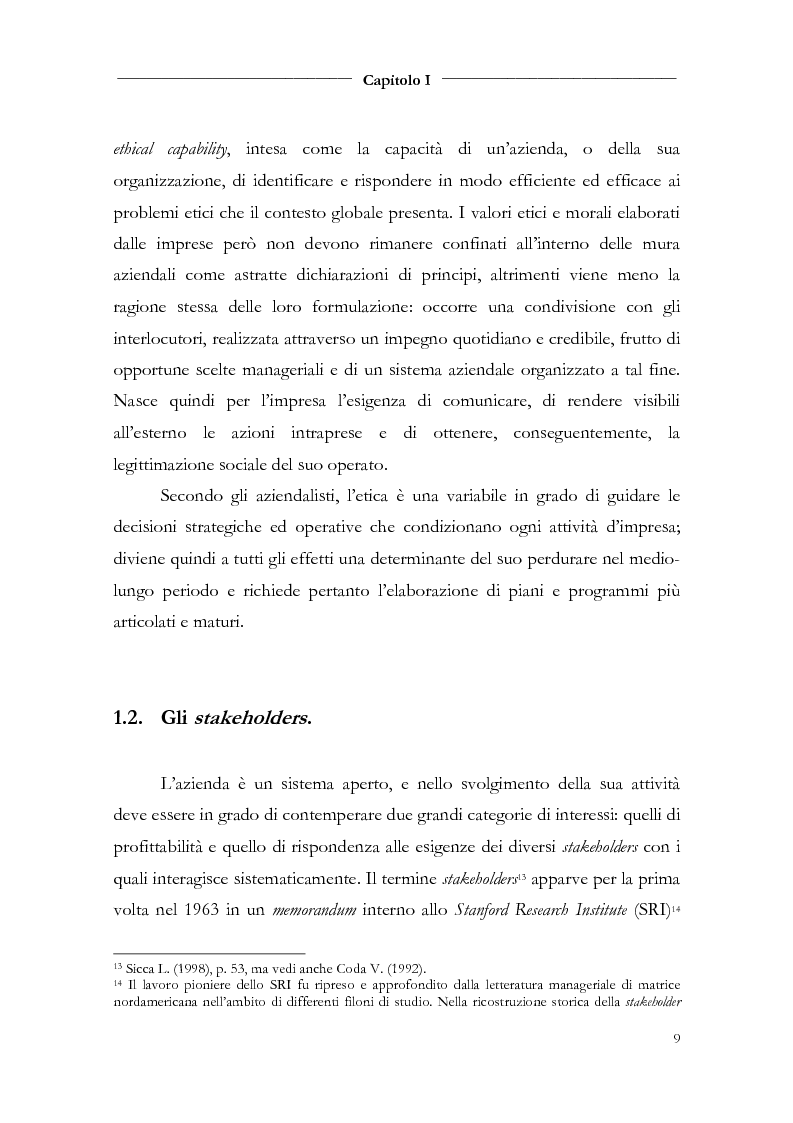 Anteprima della tesi: Responsabilità sociale d'impresa e bilancio sociale nelle aziende di credito, Pagina 11