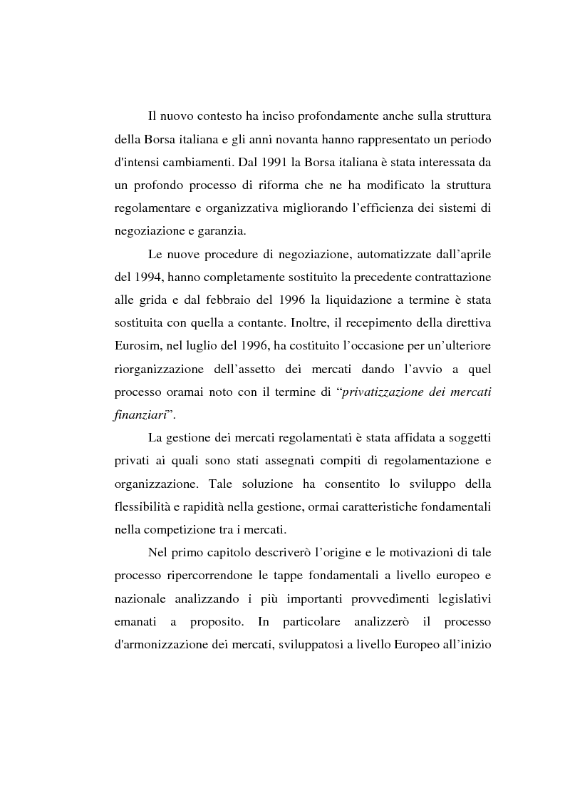 Anteprima della tesi: L'evoluzione della Borsa Italiana S.p.A., Pagina 2