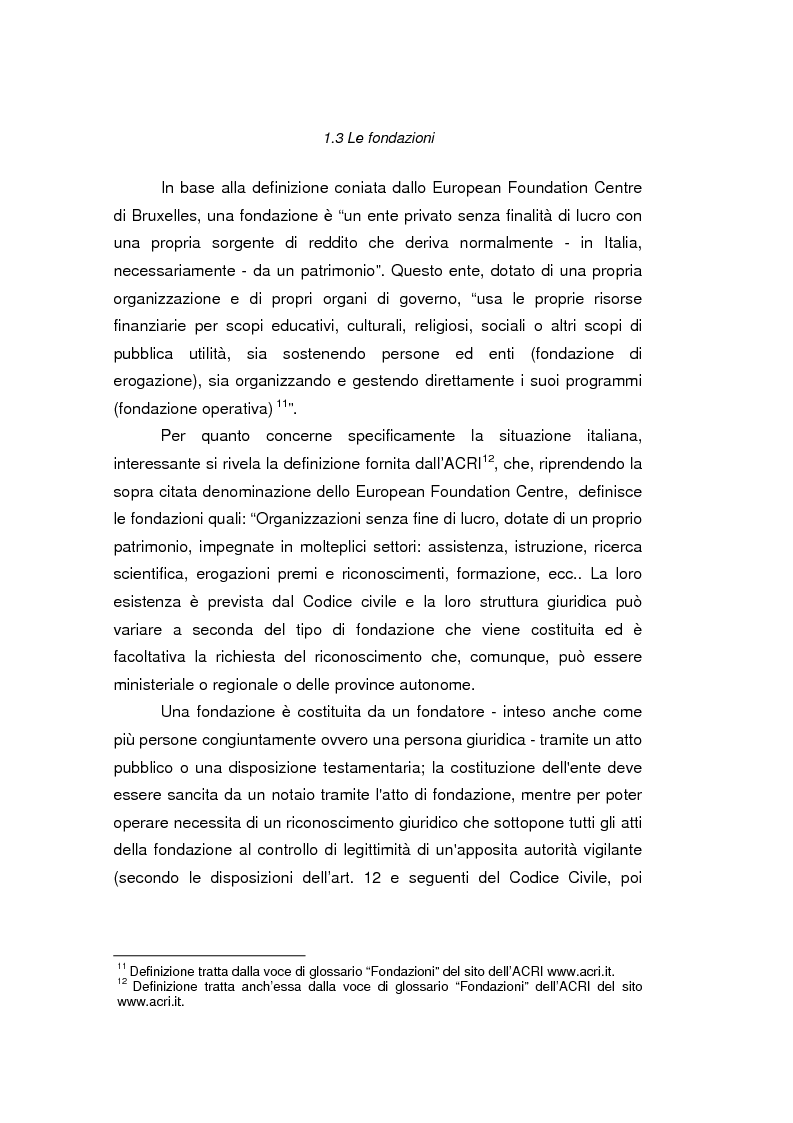 Anteprima della tesi: Fondazioni bancarie e attività culturali. Il caso Fondazione Cassamarca di Treviso, Pagina 12
