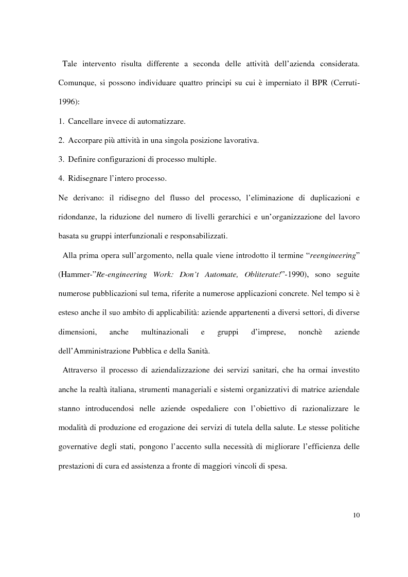 Anteprima della tesi: Business process reengineering: il caso delle aziende ospedaliere, Pagina 2