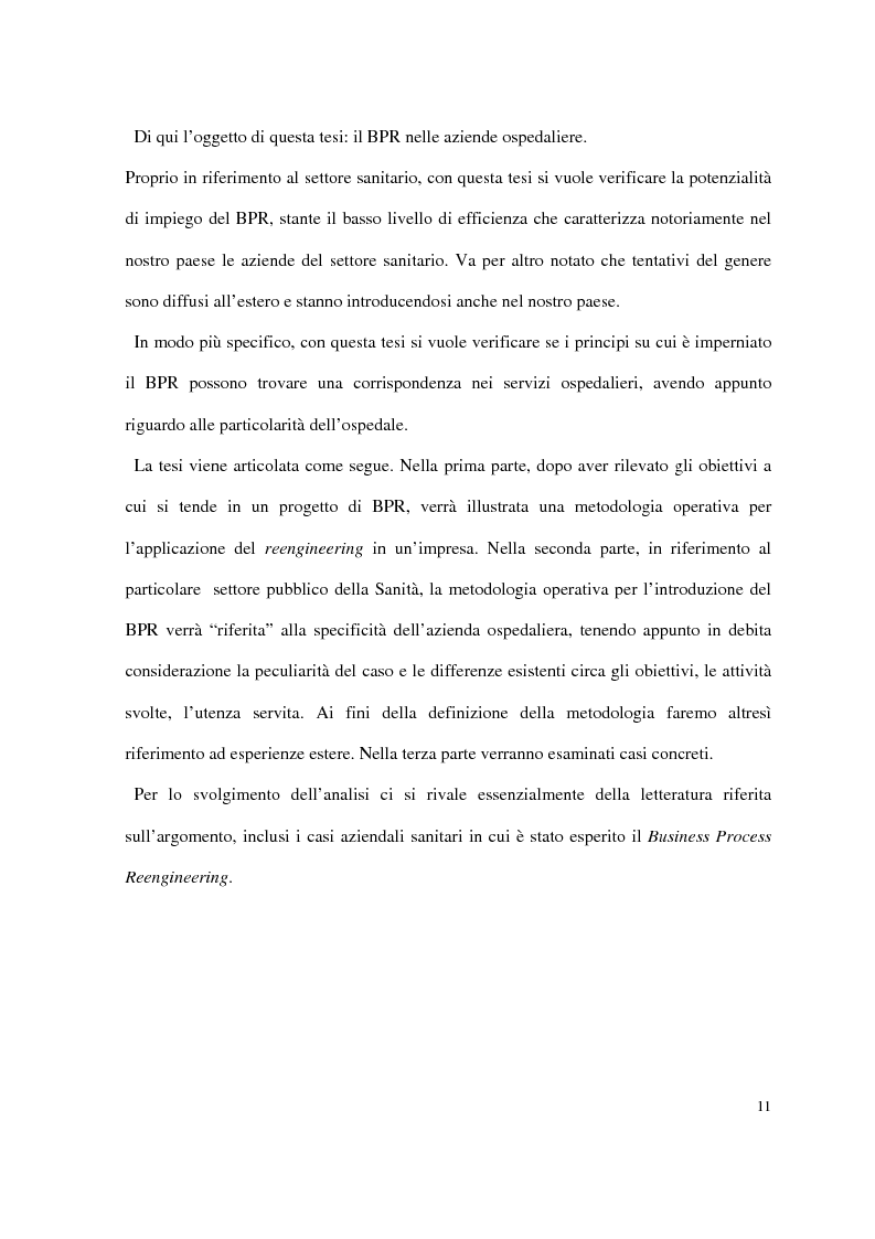 Anteprima della tesi: Business process reengineering: il caso delle aziende ospedaliere, Pagina 3
